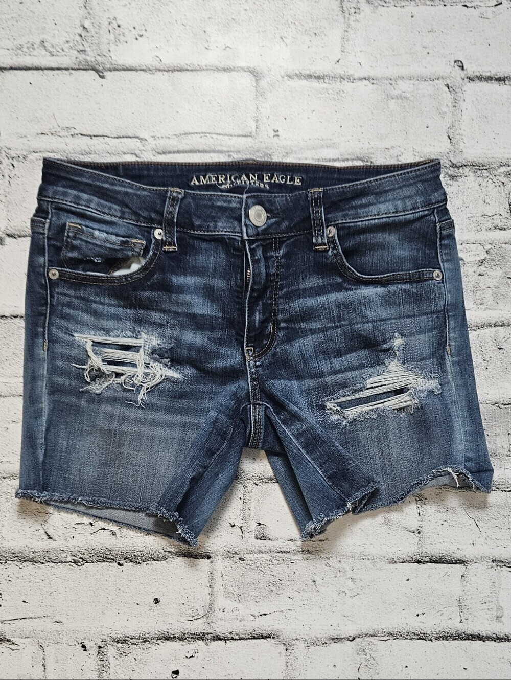 American Eagle Distressed Denim Cutoff Shorts Size 8 Festival Y2K